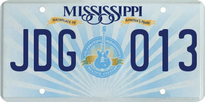 MS license plate JDG013