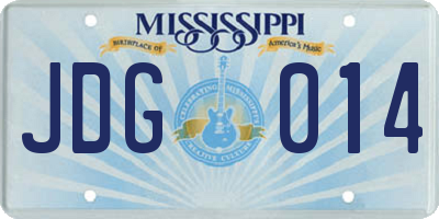 MS license plate JDG014