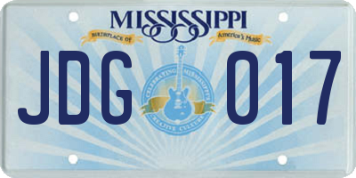 MS license plate JDG017