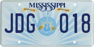MS license plate JDG018