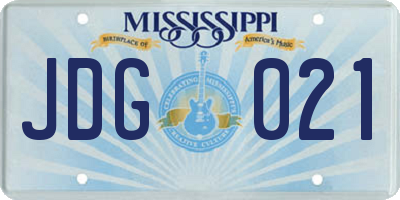 MS license plate JDG021