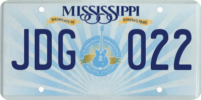 MS license plate JDG022