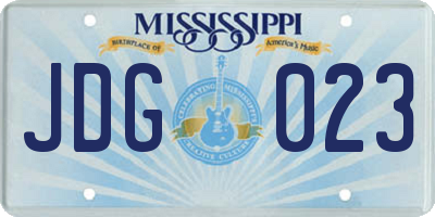 MS license plate JDG023