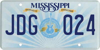MS license plate JDG024