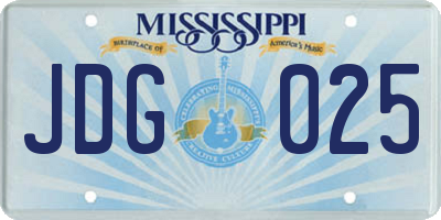 MS license plate JDG025