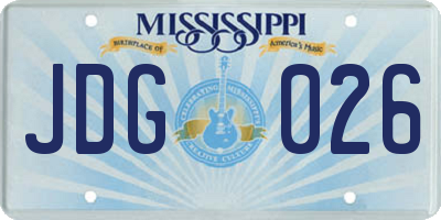 MS license plate JDG026