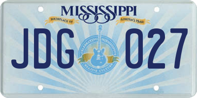 MS license plate JDG027