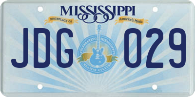 MS license plate JDG029