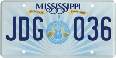 MS license plate JDG036