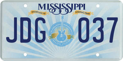 MS license plate JDG037