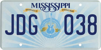 MS license plate JDG038
