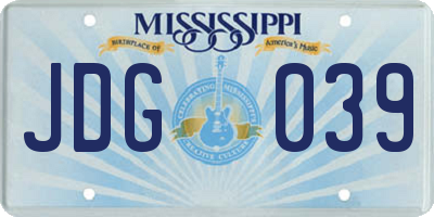 MS license plate JDG039