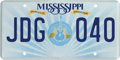 MS license plate JDG040