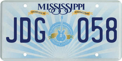 MS license plate JDG058