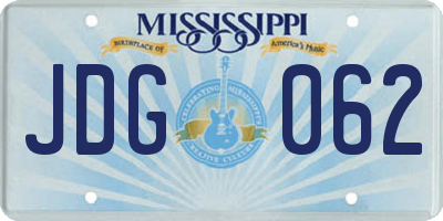 MS license plate JDG062