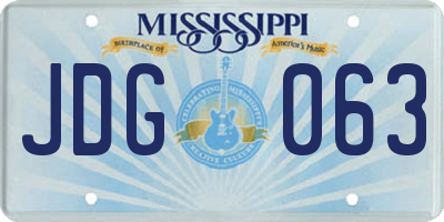 MS license plate JDG063
