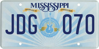 MS license plate JDG070