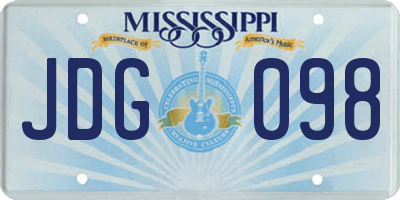 MS license plate JDG098