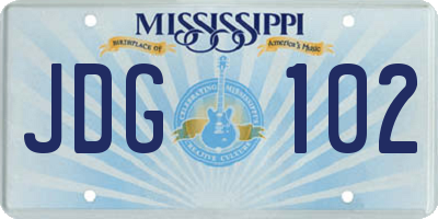 MS license plate JDG102