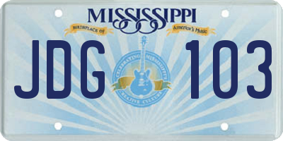 MS license plate JDG103