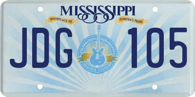 MS license plate JDG105
