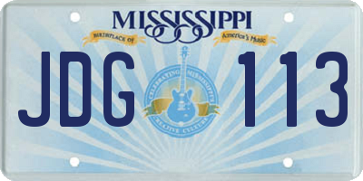 MS license plate JDG113