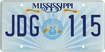 MS license plate JDG115