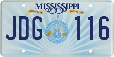 MS license plate JDG116