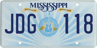 MS license plate JDG118