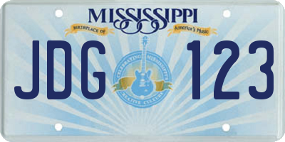 MS license plate JDG123
