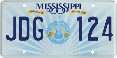MS license plate JDG124