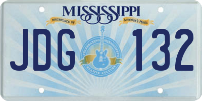 MS license plate JDG132