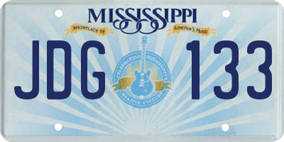 MS license plate JDG133