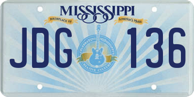 MS license plate JDG136
