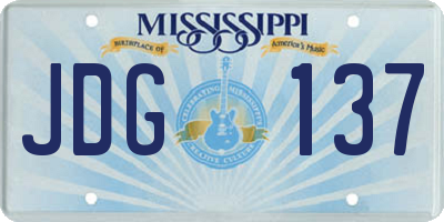 MS license plate JDG137