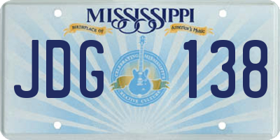 MS license plate JDG138