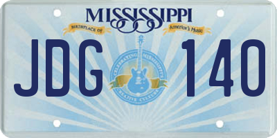 MS license plate JDG140