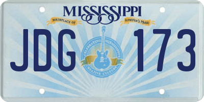 MS license plate JDG173