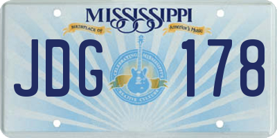 MS license plate JDG178