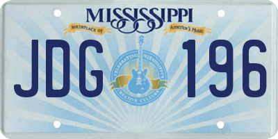 MS license plate JDG196