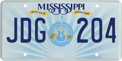 MS license plate JDG204