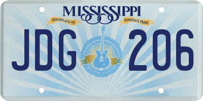 MS license plate JDG206