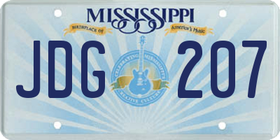 MS license plate JDG207
