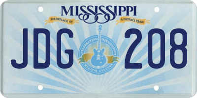 MS license plate JDG208