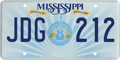 MS license plate JDG212