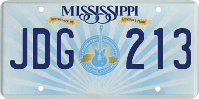 MS license plate JDG213