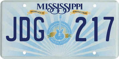 MS license plate JDG217