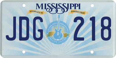 MS license plate JDG218