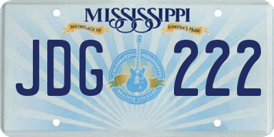 MS license plate JDG222