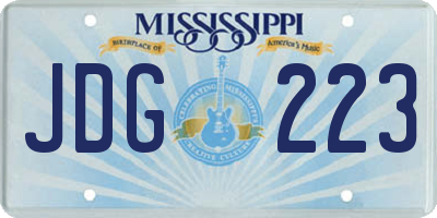 MS license plate JDG223